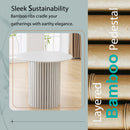 Modern 4 Person Dining Set With Bamboo & Table And Turquoise & Chairs Metal Legs, Space Saving Design - White