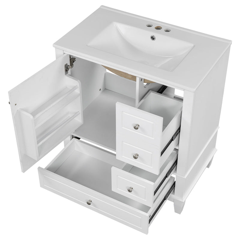 Freestanding Bathroom Vanity With Sink, Soft Close Door, 3 Drawers