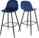 Velvet Barstool With Back (Set of 2)