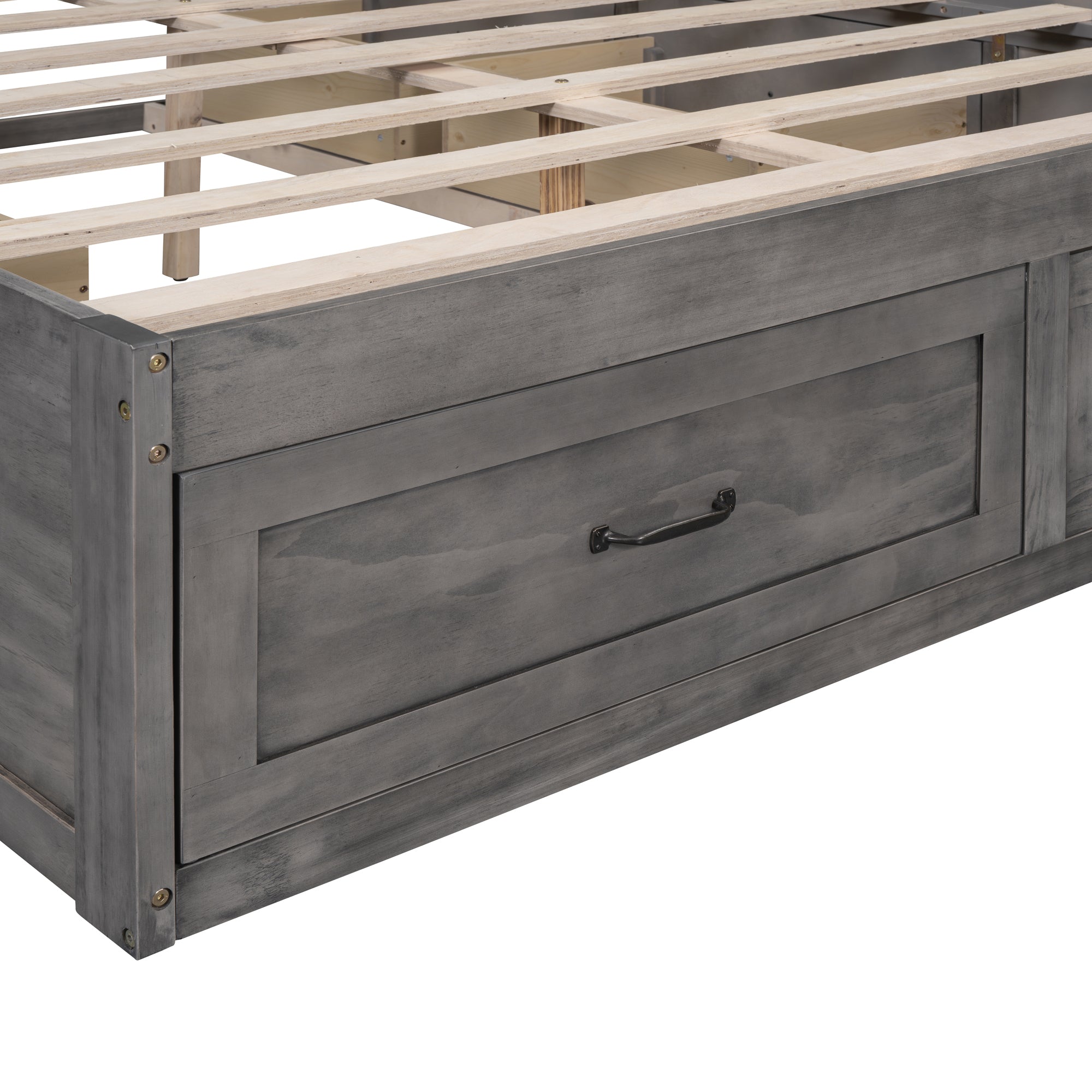 Full Size Platform Bed with 6 Storage Drawers,Antique Gray - Atlantic Fine Furniture Melbourne FL