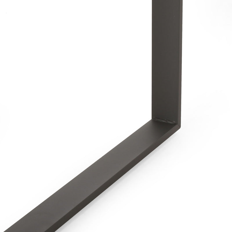 Modern Outdoor Dining Table With Aluminum Frame And Faux Wood Slats