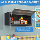 Heavy Duty Metal Wall Mounted Tool Storage Cabinet Steel Metal Garage Storage Cabinet - Black / Gray