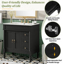 Bathroom Vanity With Ceramic Sink, 2 Doors 3 Drawers, Soft Close Design