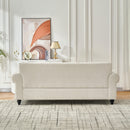 3 Seater Sofa With Tufted Upholstery, Rolled Arms, Nailhead Trim