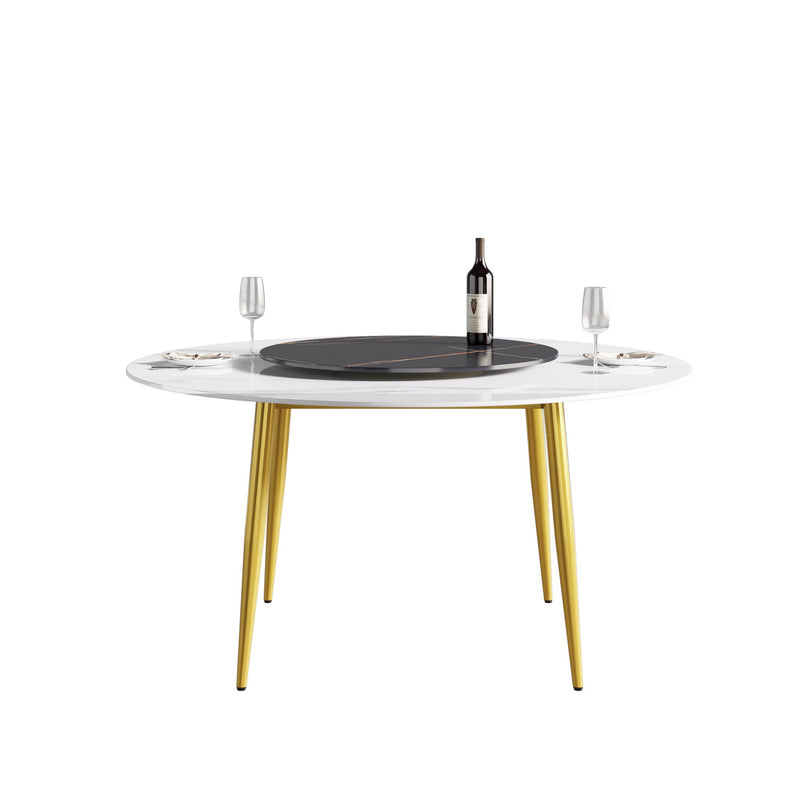 Modern Artificial Stone Round Dining Table, Can Accommodate 6 People Artificial Stone Turntable