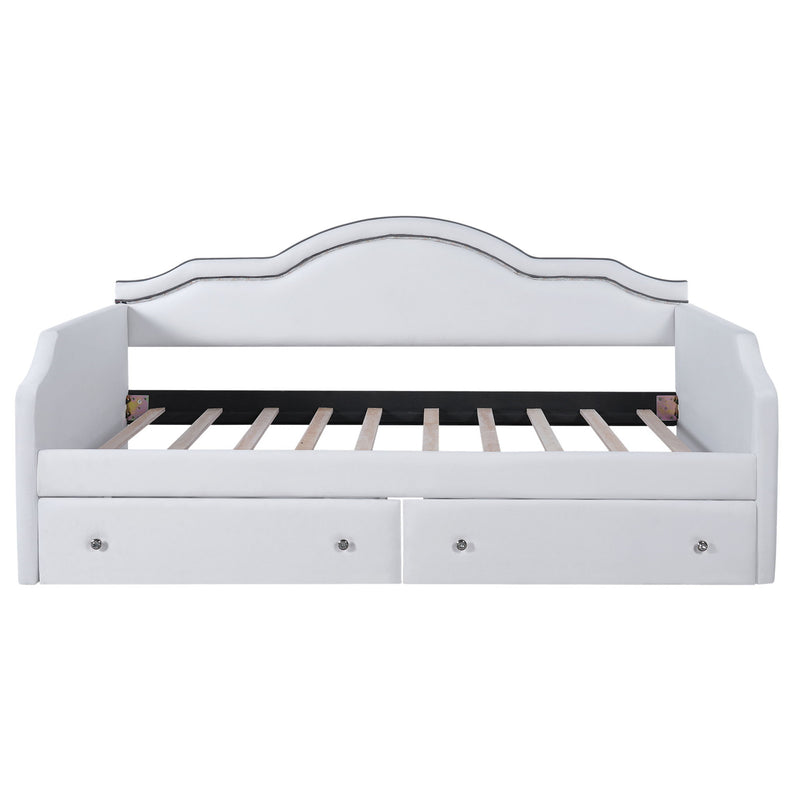 Upholstered Daybed With LED Lights And 2 Drawersme