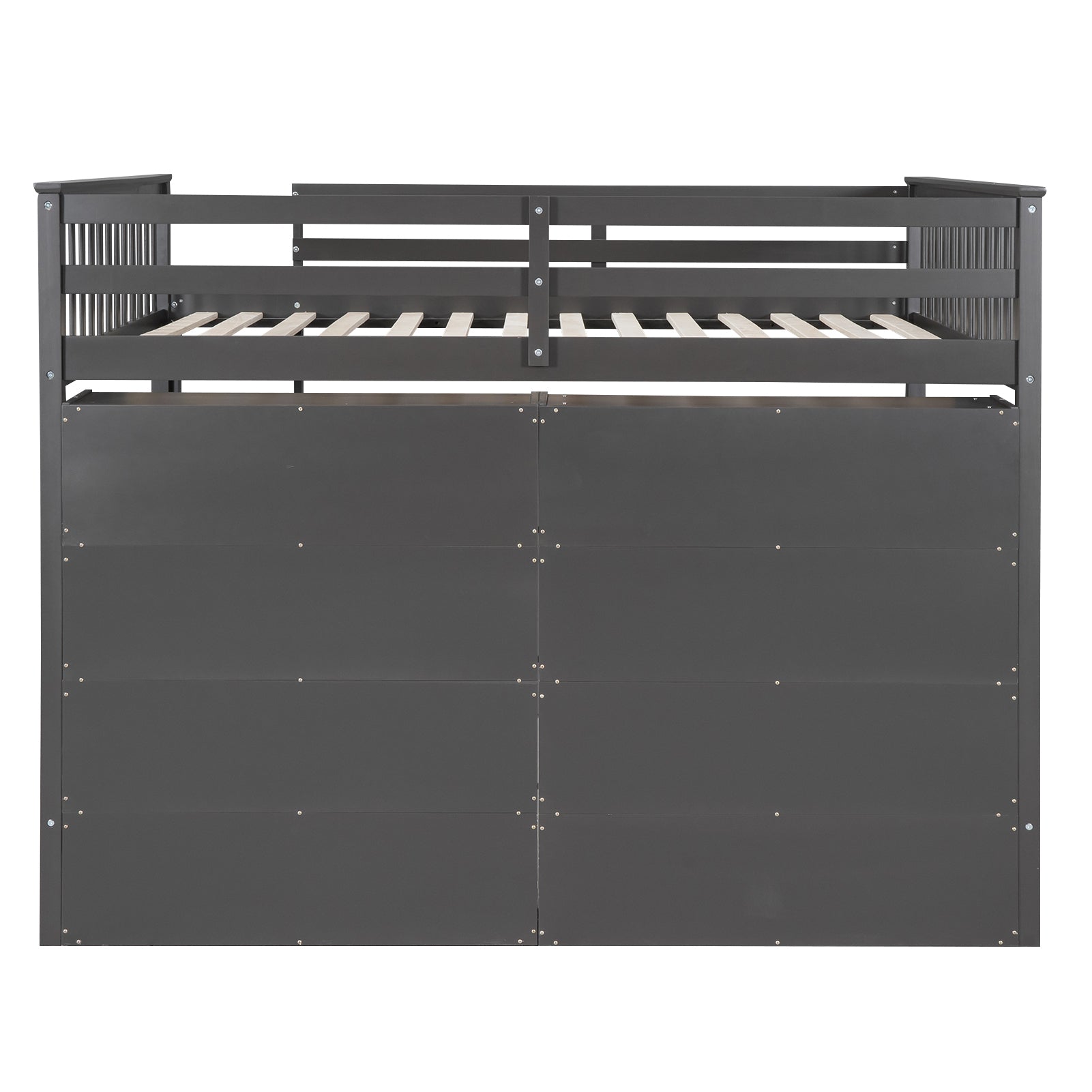 Full Size Loft Bed with 8 Open Storage Shelves and Built-in Ladder, Gray - Atlantic Fine Furniture Melbourne FL