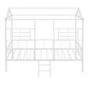 Metal House Bed Frame Twin Size with Slatted Support No Box Spring Needed White