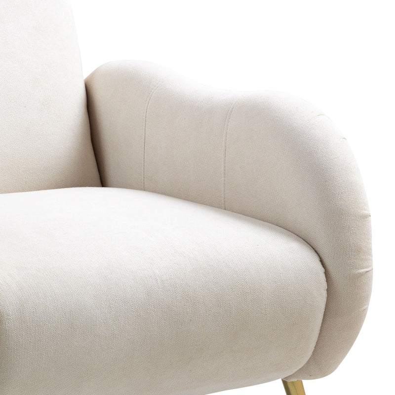 Modern Accent Chair With Metal Legs, Snowflake Fabric Armchair