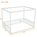Canopy Frame Floor Bed With Fence, Guardrails
