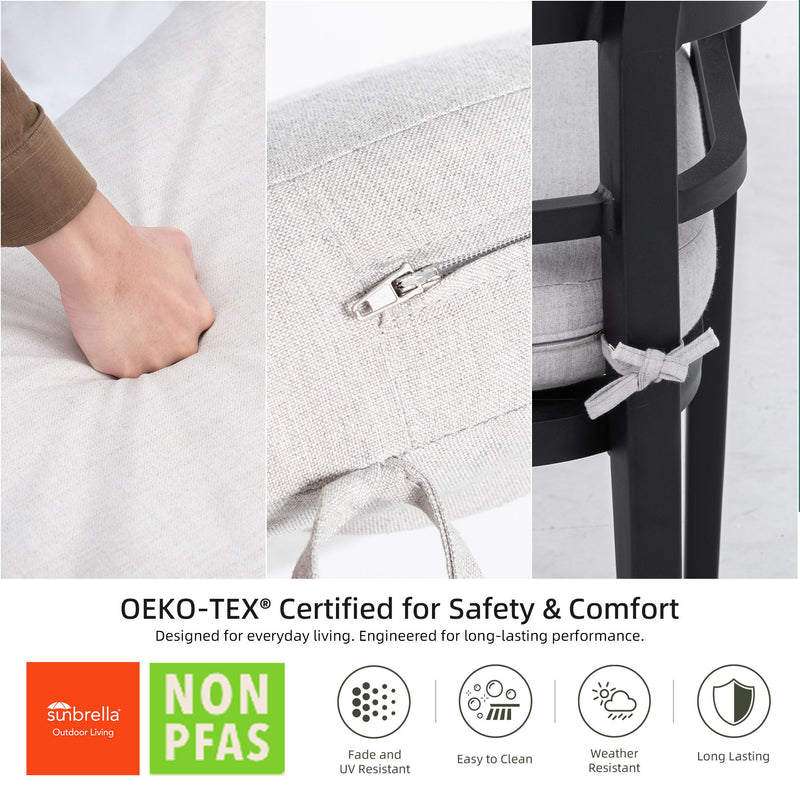 Outdoor Patio Dining Set, Squircle Dining Table, Dining Chairs With Sunbrella Cushions