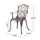 Outdoor Dining Chair With Floral Design And Curved Saber Legs (Set of 2) - Copper