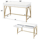 Lightmane - Vanity Desk - White High Gloss & Gold Finish - Atlantic Fine Furniture Inc
