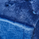 Mid Century Ottoman Velvet With Button Tufting With Birch Wood Legs - Navy Blue