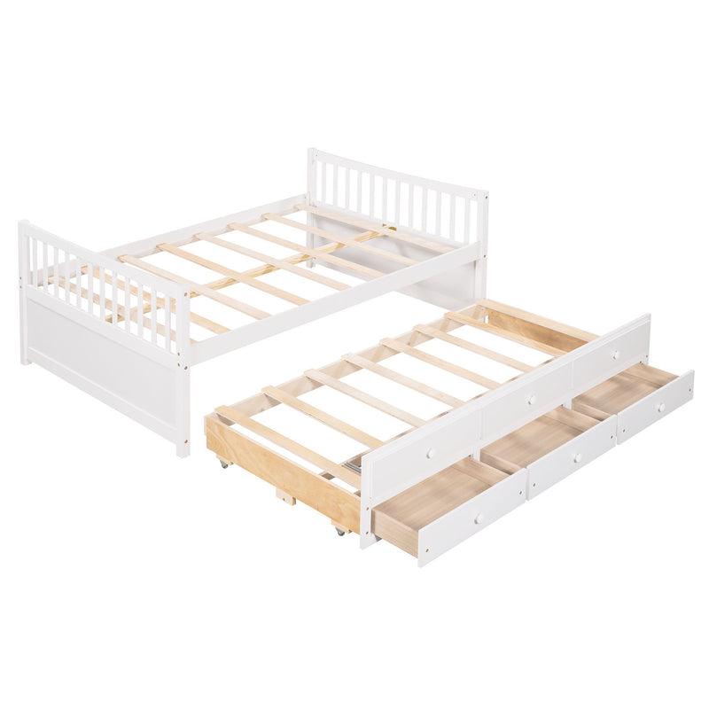 Full Size Daybed With Twin Size Trundle And Drawers, Full Size