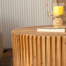Cylindrical Coffee Table With Vertical Texture Relief