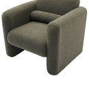 Modern Accent Chair Lambskin Sherpa Fabric Upholstered Comfy With Pillow