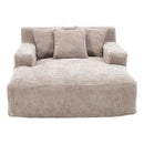 Chenille Interior Lazy Sofa Chaise Longue Armchair With 3 Pillows And Armrests