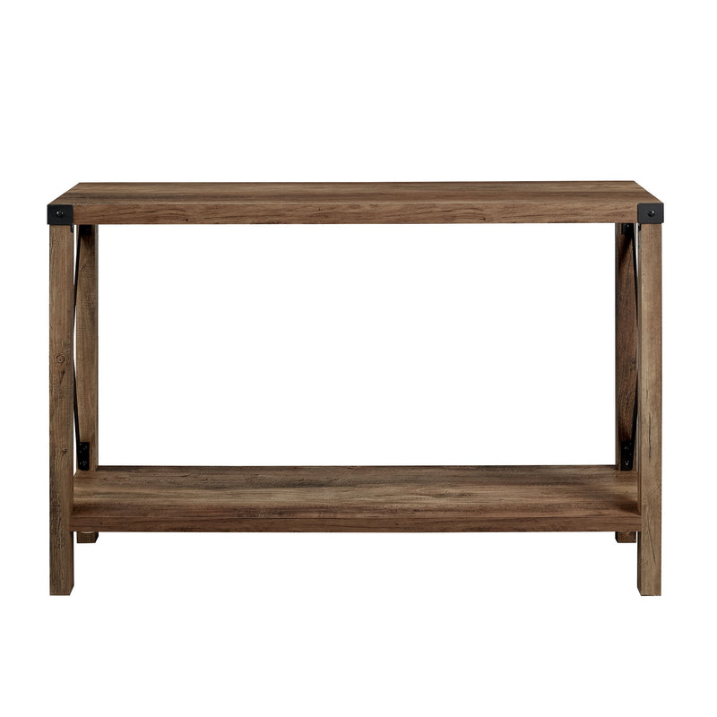 Farmhouse Metal X Table With Lower Shelf