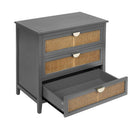3 Drawer Cabinet, Natural Rattan, American Furniture