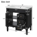 Bathroom Vanity With Ceramic Sink, 2 Doors 3 Drawers, Soft Close Design