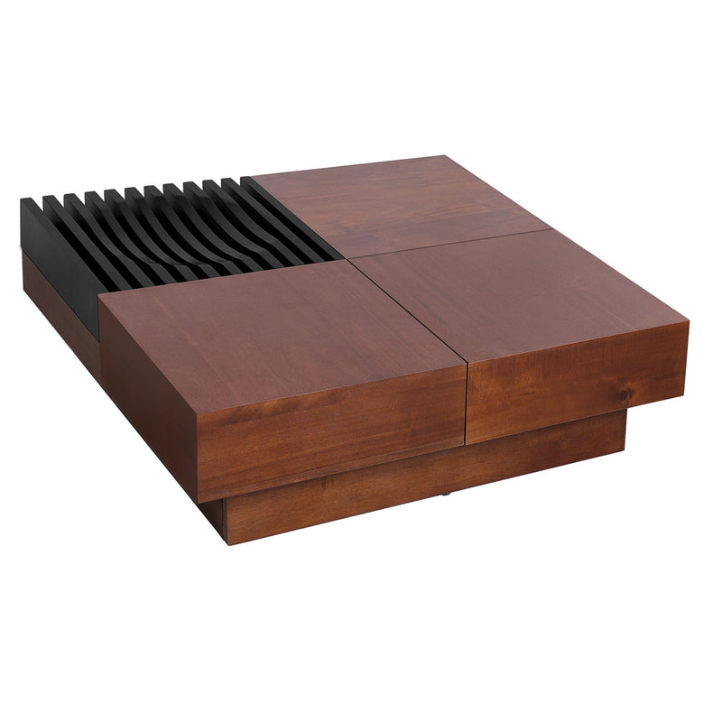 Italian Retro Inspired Acacia Wood Storage Coffee Table - Brown / Black