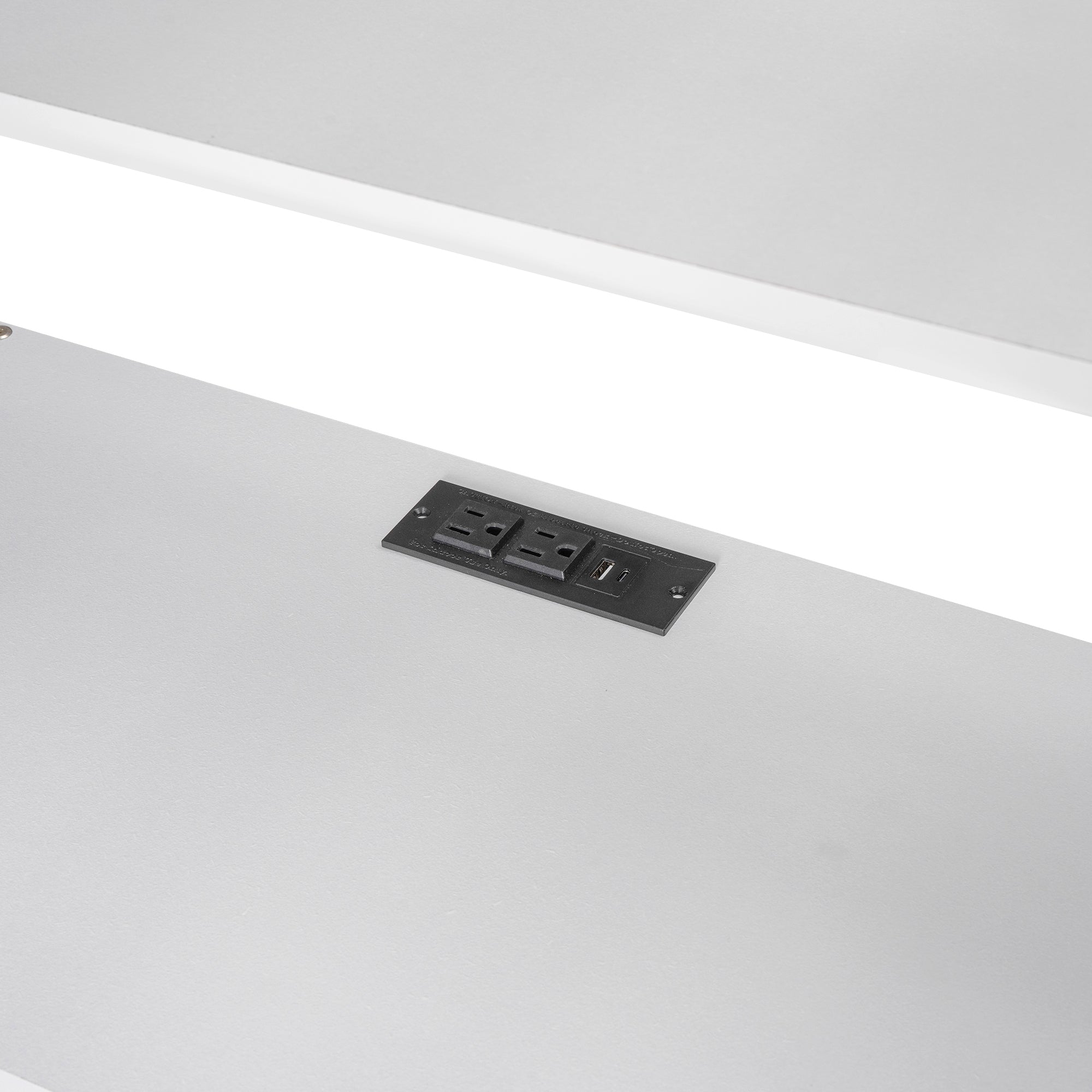Full Size Loft Bed with Multi-storage Desk, LED light and Bedside Tray, Charging Station, White - Atlantic Fine Furniture Melbourne FL