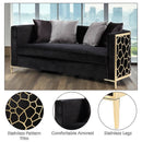 Fergal - Loveseat With 4 Pillows - Black Velvet & Gold