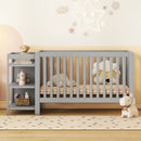Convertible Crib/Full Size Bed with Changing Table, Gray