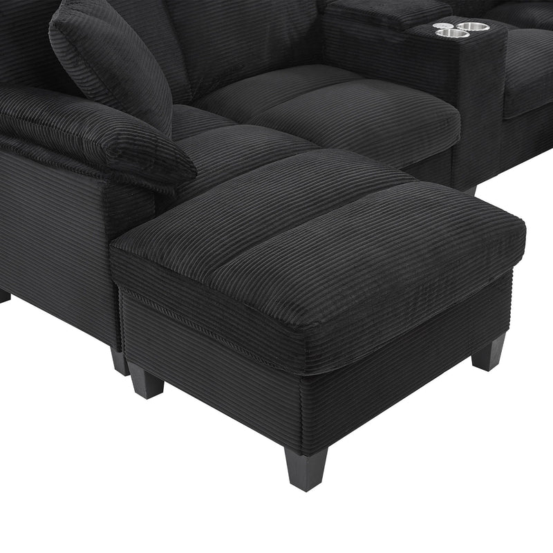 Modern U-Shaped Sectional Sofa With Storage Ottomans
