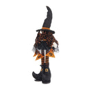 Standing Gnome With Banner & Spring Body, For Halloween Decor - Black / Orange / White