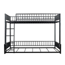 Bunk Bed Frame With Ladder And Safety Guardrails