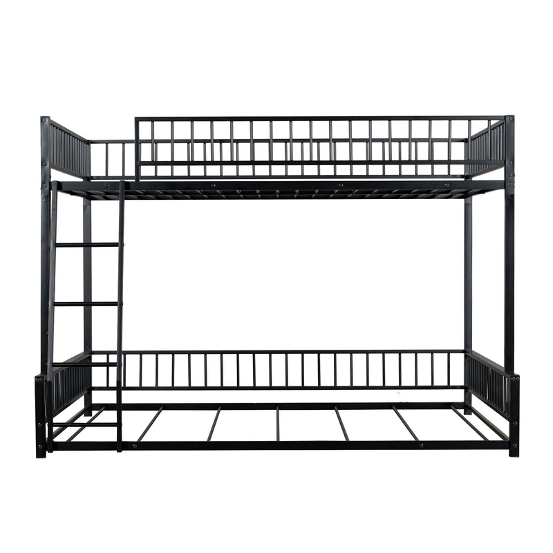 Bunk Bed Frame With Ladder And Safety Guardrails