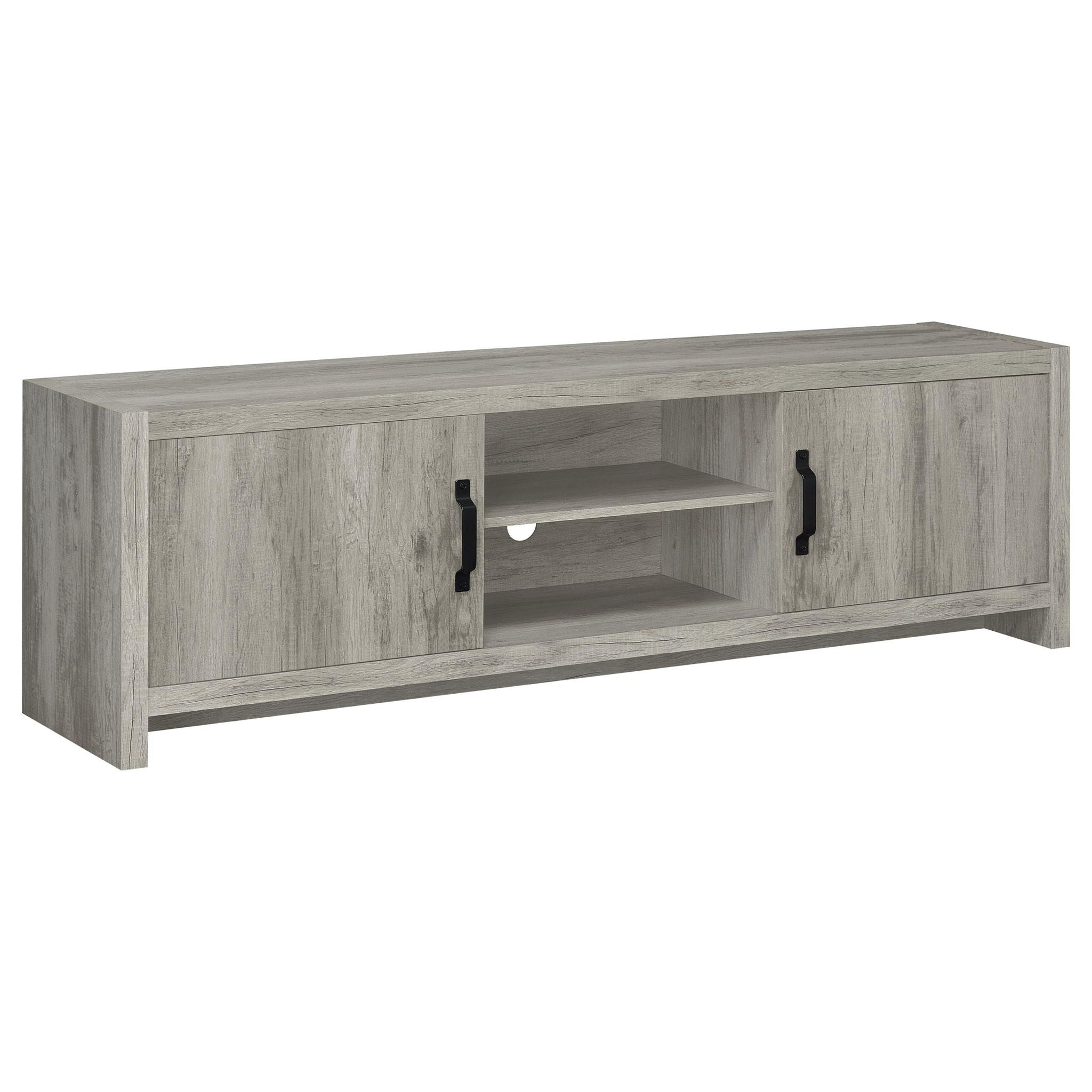 Burke 2-door Engineered Wood 71-inch TV Stand Grey Driftwood