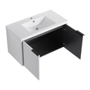 Contemporary Wall Mounted Bathroom Vanity With Resin Double Sink