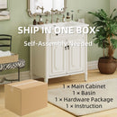 Vintage Bathroom Vanity With Sink, Rustic Cabinet With Soft Close Doors