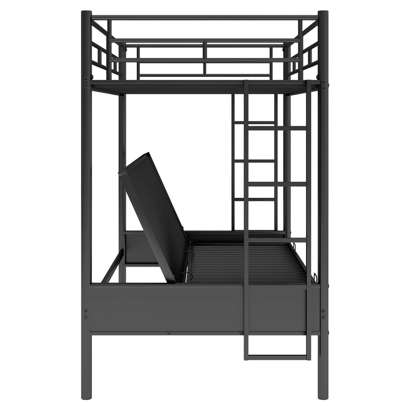 Twin Over Full Bunk Bed, Multi Function - Black