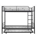 Twin-Over-Twin Metal Bunk Bed With Trundle,Can be Divided into two beds,No Box Spring needed ,Black ( old sku: MF194806AAB )