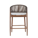 Outdoor 26" Counter Height Metal Frame Counter Stools With Scallop Shaped Backrest & Water Resistant Cushions