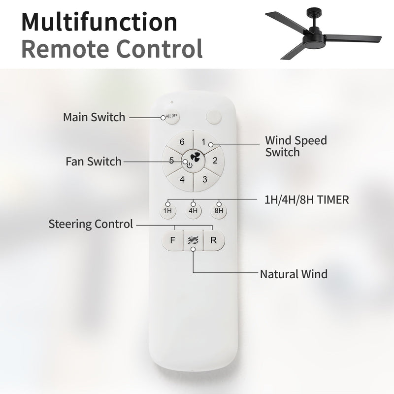 Ceiling Fan Without Light, 3 Blades Farmhouse Ceiling Fan With Remote Control 6-Speed Reversible Dc Motor For Living Room, Bedroom, Kitche