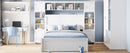 Full Size Wooden Bed With All-in-One Cabinet, Shelf and Sockets, White