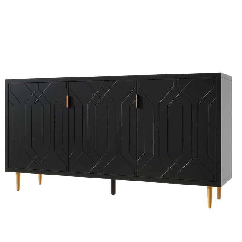 Modern TV Stand With 3 Doors And Adjustable Shelves