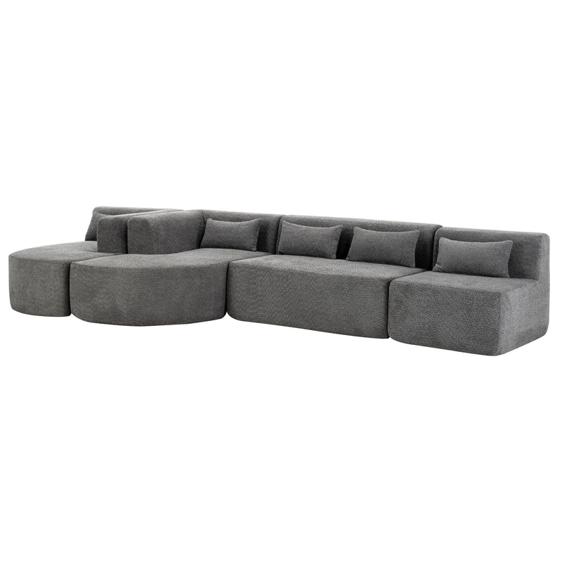 Upholstered Sofa Free Combined Sofa Couch With Two Chaise Lounge And Five Back Pillows For Living Room