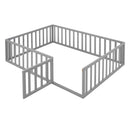 Full Size Wood Daybed Frame with Fence, Gray(OLD SKU:WF289662AAE)