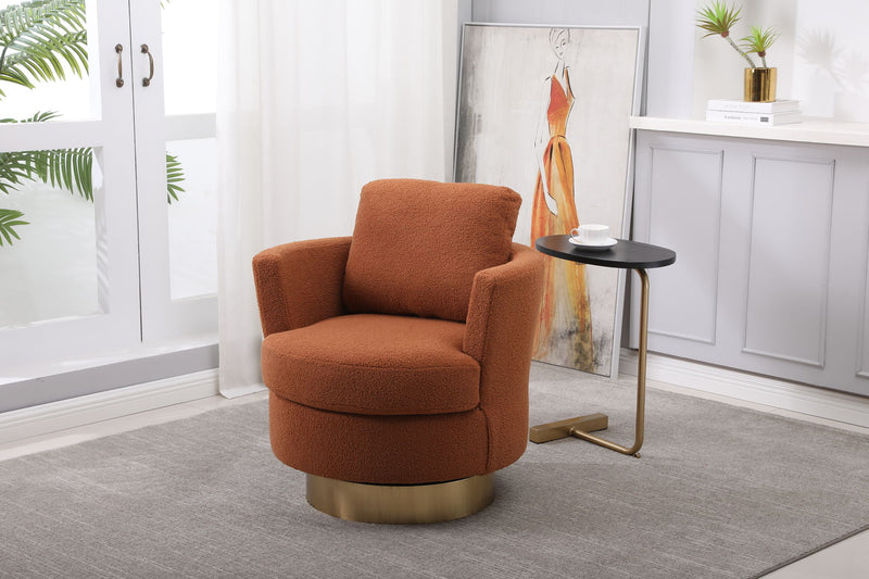 Barrel Chair, Swivel Accent Chairs Armchair For Living Room, Reading Chairs For Bedroom Comfy, Round Barrel Chairs With Gold Stainless Steel Base