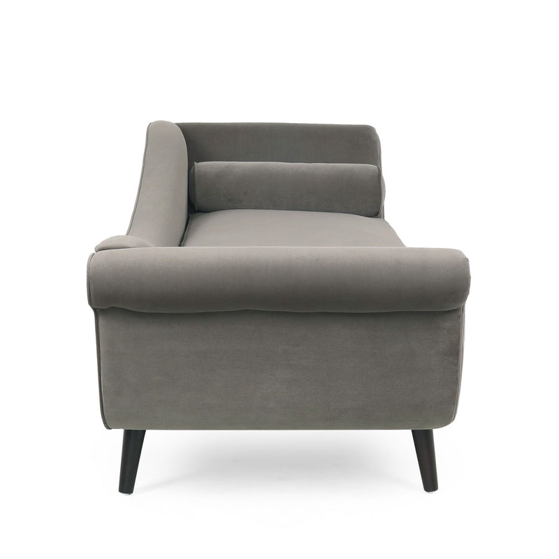 Auroral - Velvet Upholstered Chaise Lounge With Scrolled Arms And Tapered Legs
