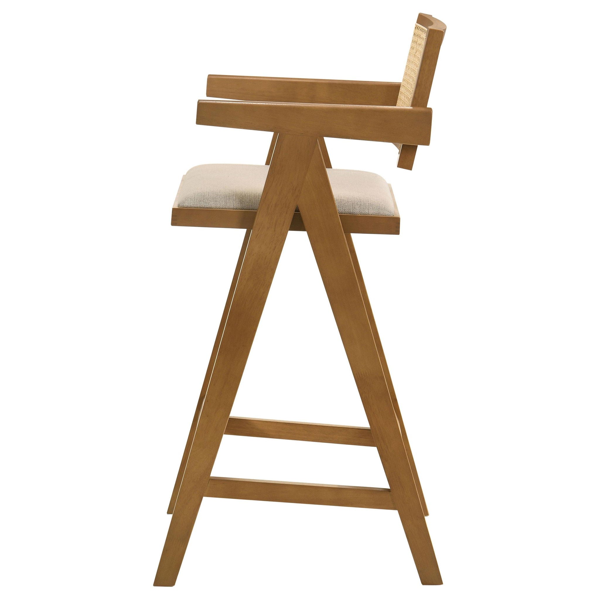Kane Woven Rattan Wood Bar Chair Light Walnut (Set of 2) - Atlantic Fine Furniture Melbourne FL