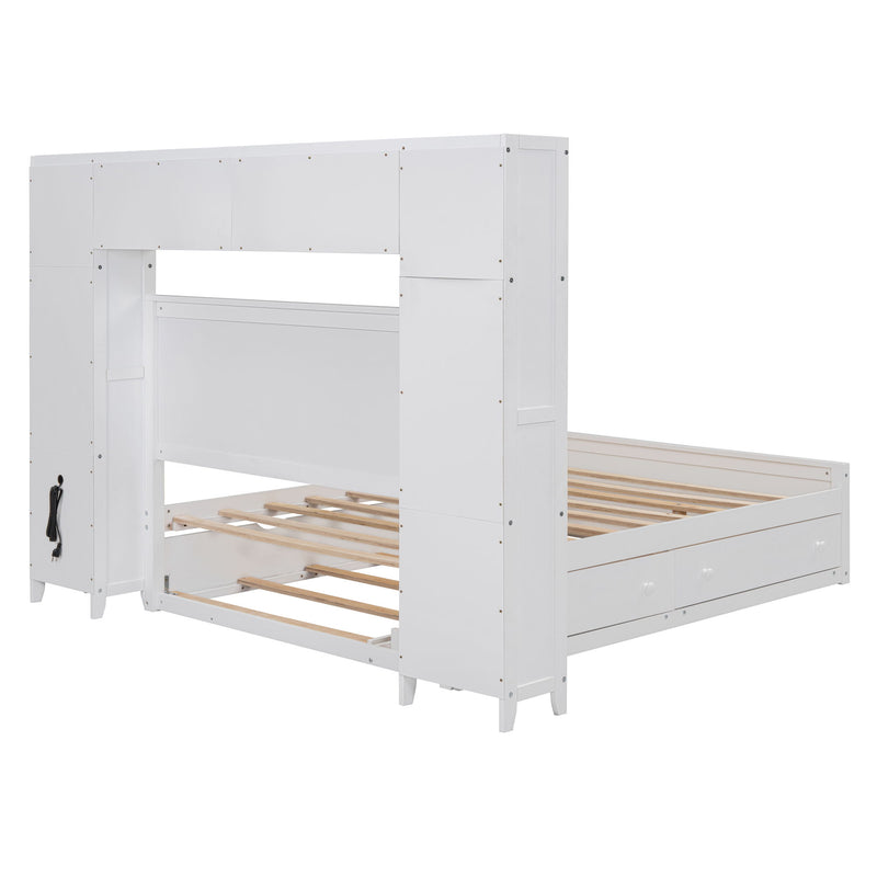 Bed With All In One Cabinet, Shelf And Sockets, Trundle