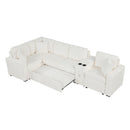 Modular L-Shaped Sectional Sofa Bed With Pull-Out Sleeper, Cup Holders, And Storage