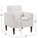 Caius - Modern Arm Chair With Boucle And Wooden Legs - White